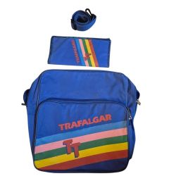 Vintage 80s Trafalga Tote  Shoulder Travel Crossbody Rainbow Bag W/Wallet Strap 