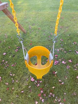 Yellow Toddler Bucket Swing with Chains