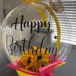 Birthday Balloon.  Led Light Up. $45.  Artificial Sunflowers Balloon  Happy Birthday 