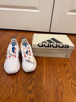 Adidas White Sneakers with Colorful Stripes