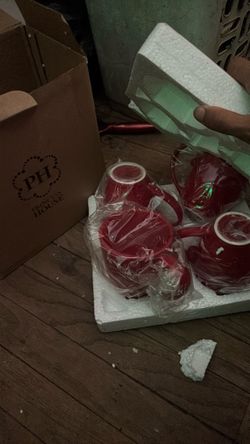 Princess House Red Ceramic Mugs Set