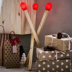 Brand New IKEA STRÅLA LED floor lamp matchstick-shaped wood