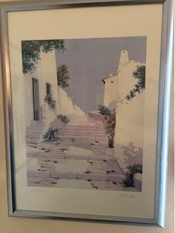 Giorgio Zuppini framed Lithograph print on textured paper. -