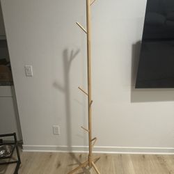 3 Adjustable Freestanding Wooden Coat Rack Stand 8 Hooks,Hallway 