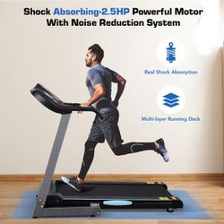 2.5 HP Folding Treadmill with 12 Levels Auto Incline 8.5 mph Speed 15 Preset Program, 250lbs Max Weight, for Home Gym, New in Box