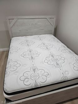 Queen Bed Frame with Headboard and Mattress