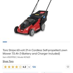 Toro Stripe 60 Volt Mower BRAND NEE