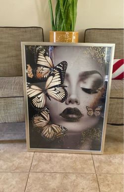 New Framed Butterfly Woman Wall Art Print