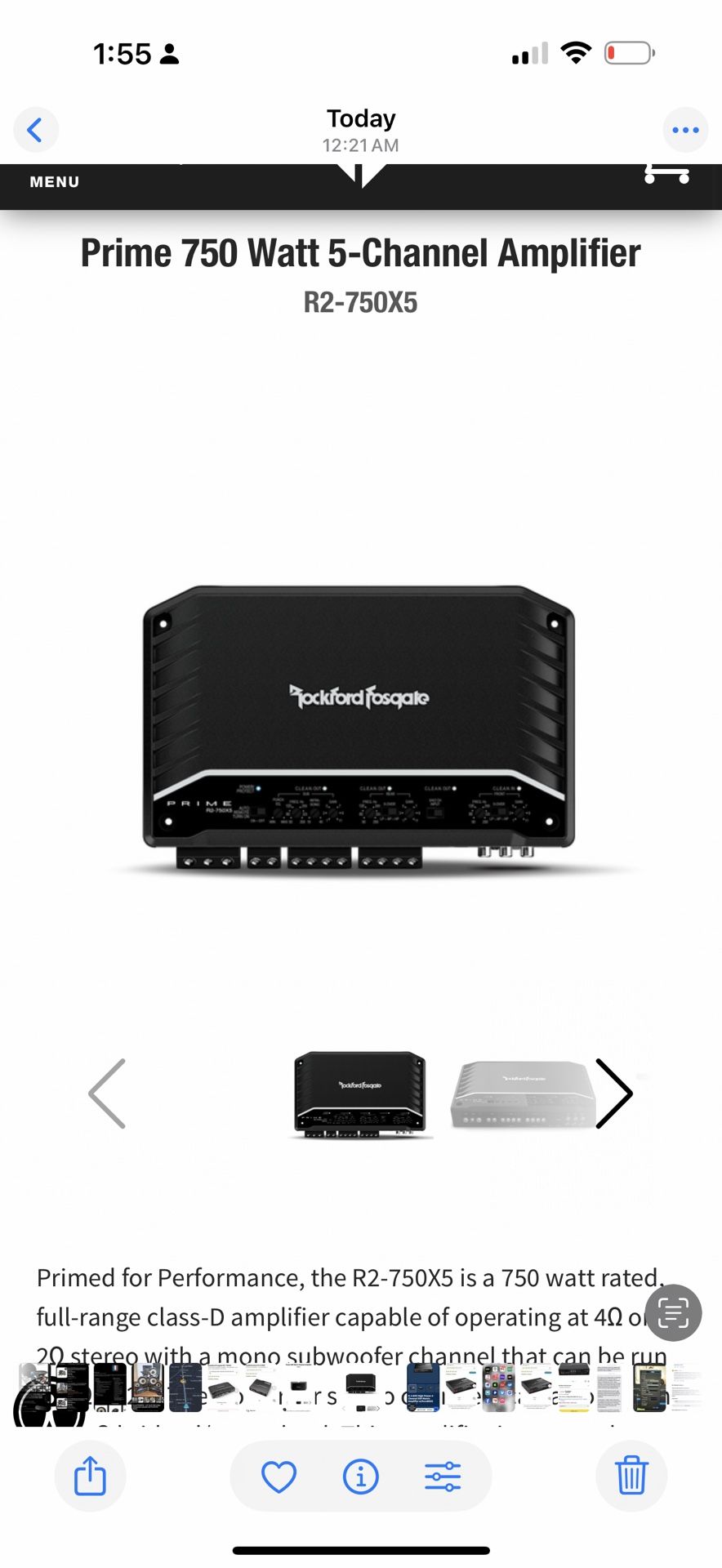 Rockford Fosgate Prime 750 Watt 5-Channel Amplifier R2-750X5