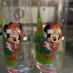 Disney Mickey and Minnie Mouse stemless Christmas flute glasses