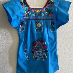 Girl 2t Mexican Embroidered  Dress 
