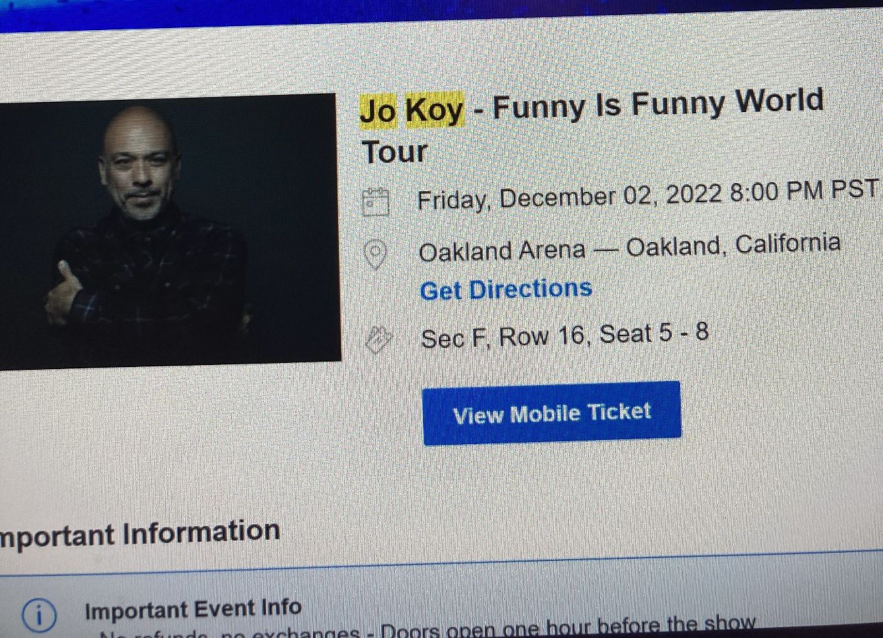 2 Jo koy - Funny Is Funny World comedy tickets 