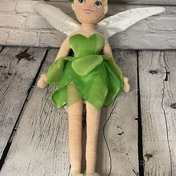 Disney Store Authentic Tinker Bell Pixie Plush 21" Inches With bendable Wings