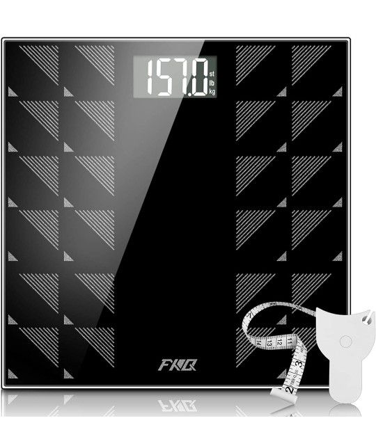 Digital Body Weight Scale, Bathroom Scale with Large Anti-Slip Matte Weighing Platform Lighted LCD Display Shatter-Resistant Tempered Glass, 400 Pound