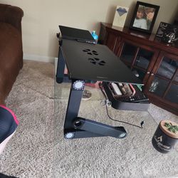 Laptop Table Adjustable Riser W/ Duel Cooling Fans And Mouse Pad