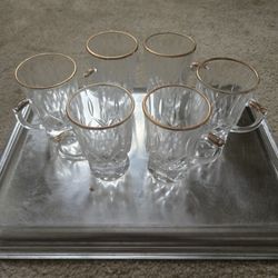 Nice 6 Piece Tea/Coffee Gold Glasses