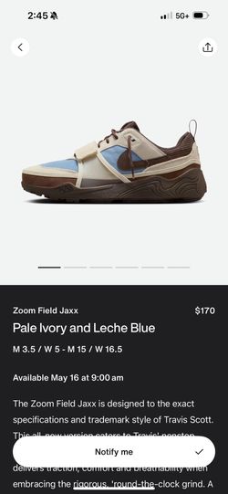 Travis Scott Zoom Field Jaxx Size 10 Leche Blue