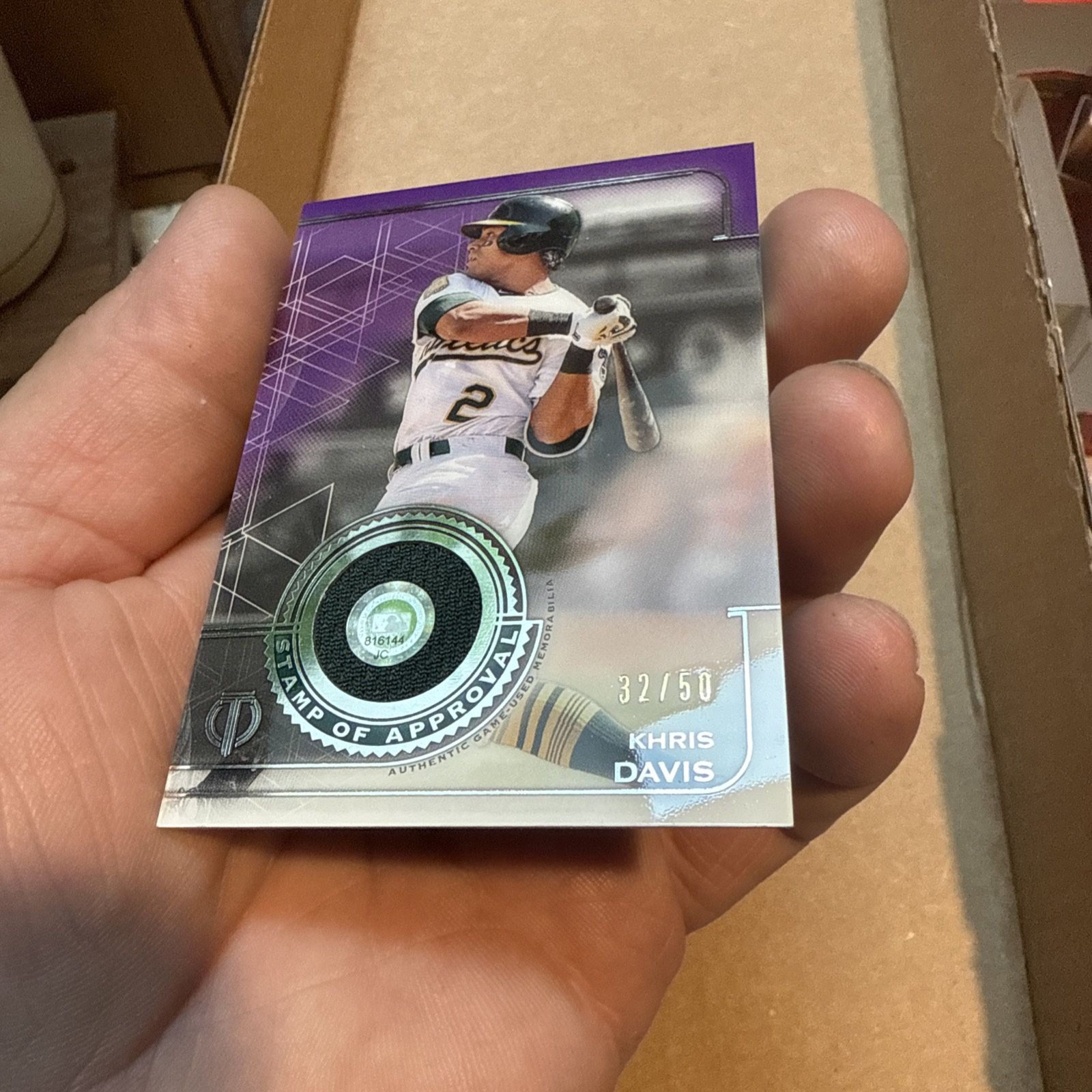2019 Topps Tribute Purple Stamp Of Approval Kris Davis /50