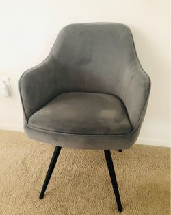 Light Grey Velvet Swivel Chair