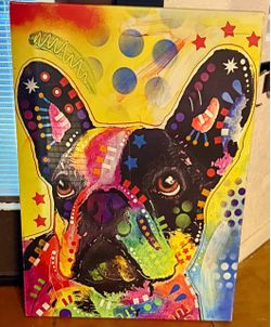 Colorful French Bulldog Pop Art Canvas Print