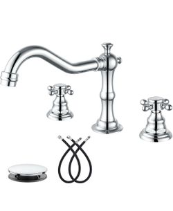 Chrome Widespread Bathroom Faucet with Cross Handles