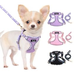Lukovee No Pull Puppy Harness And Leash Set - Soft Lightweight Escape Proof Puppy Vest Harness Small