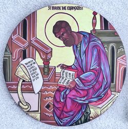 St. Mattew and St. Mark ICON set- hand painted acrylic with gold leaf on wood