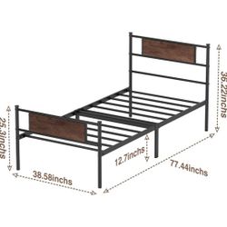 Twin Bed Frame with Headboar