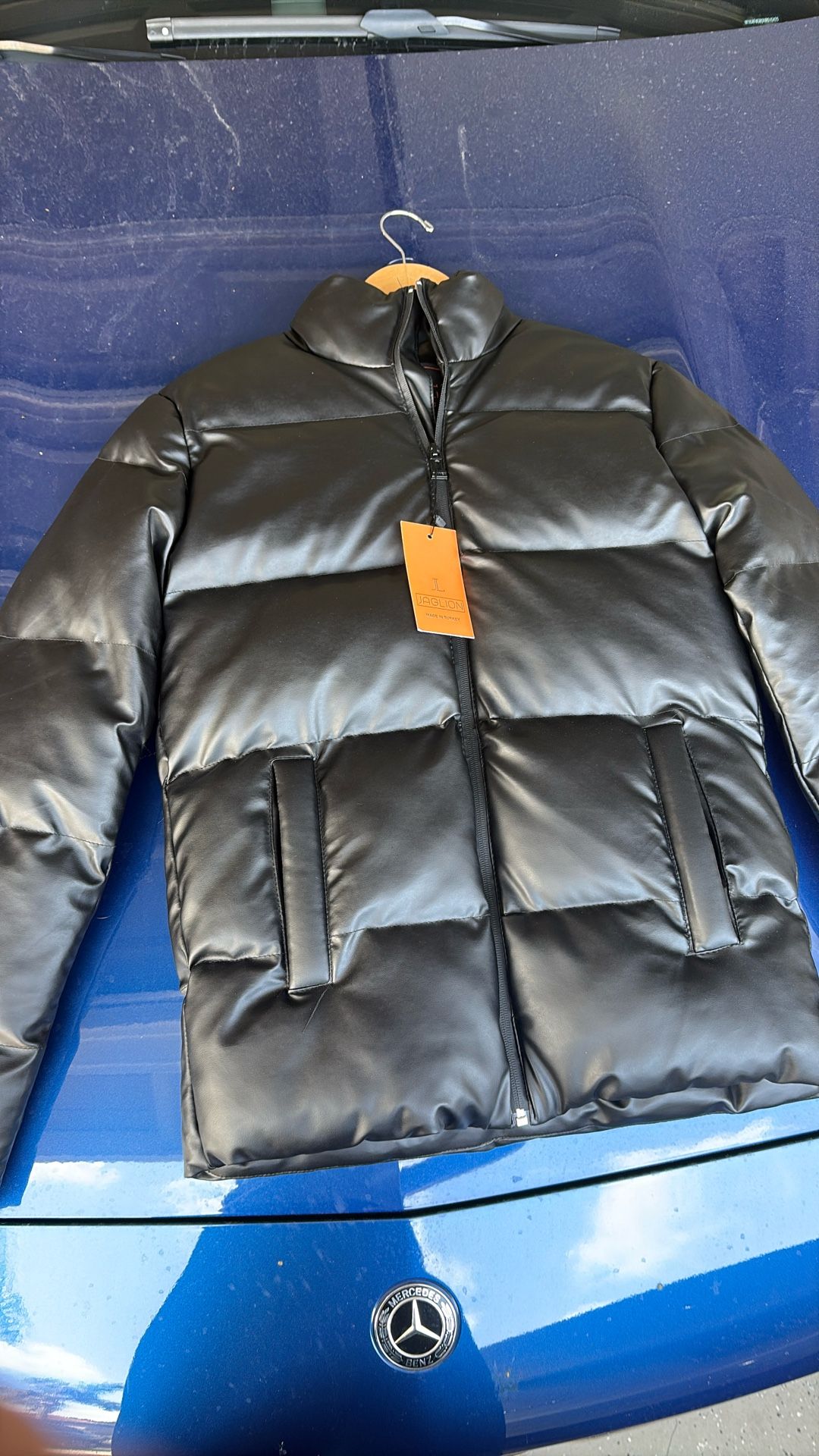 Men’s Black Puffer Leather Jacket
