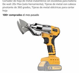 Cordless Sheet Metal Cutter Brushless Compatible with Dewalt 20v Max Battery(Tool Only), Metal Shears 360 Degree Pivoting Head for Cutting Stainless S