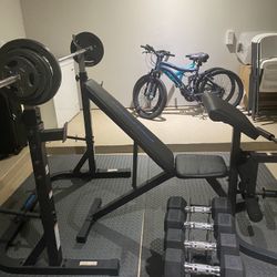 2-1 Bench Press With Rack, Plates & Weights (READ DESCRIPTION)