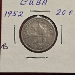 1952 Patria Y Libertad 20 Centavos Silver Coin Lot B 