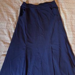 Halogen Midi Skirt in Navy Blue