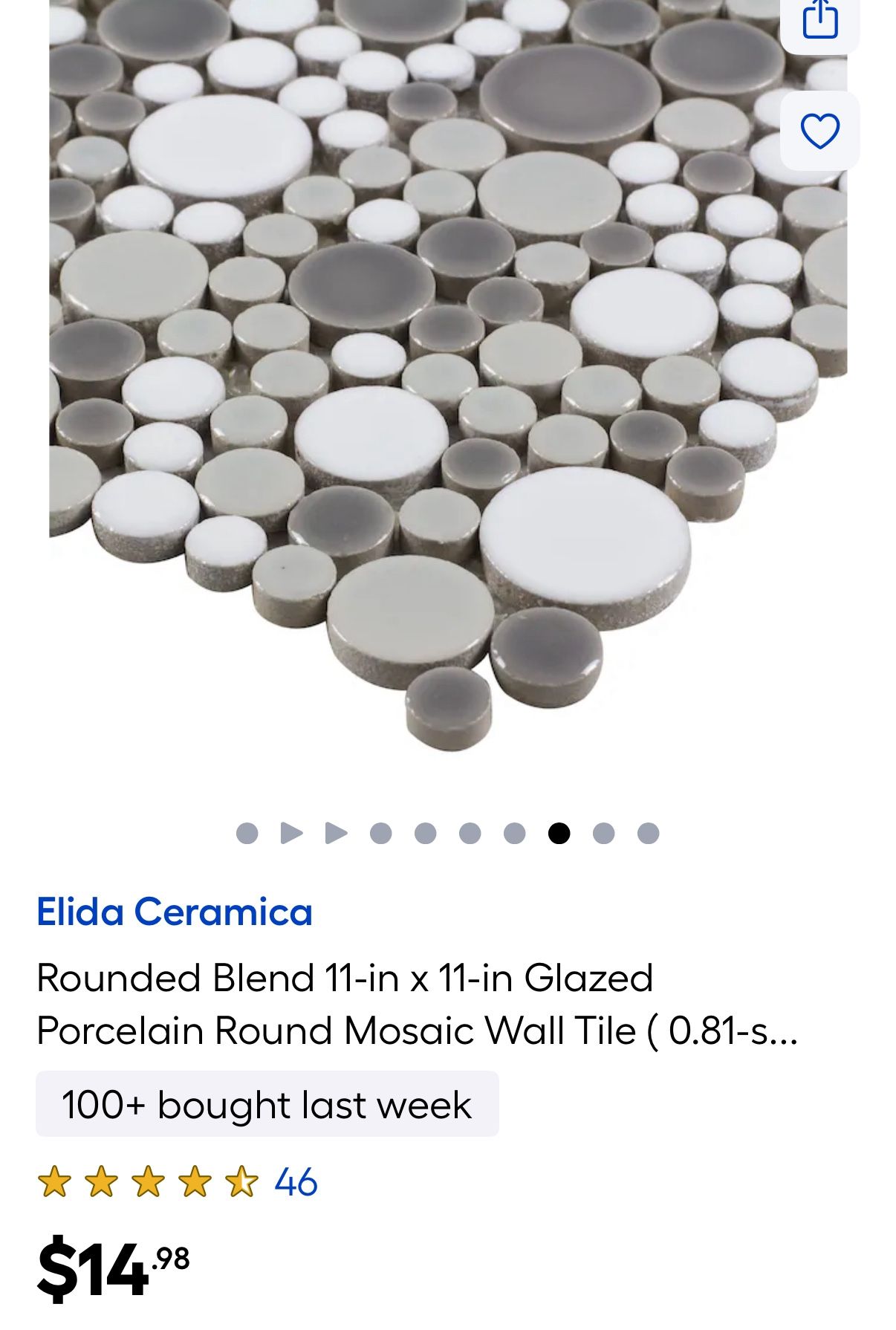 Rounded Blend 11-in x 11-in Glazed Porcelain Round Mosaic Wall Tile $5 Each 19 Available