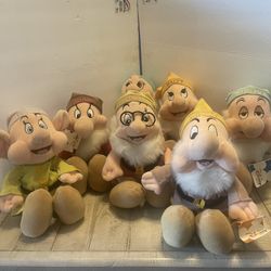 Disney's Seven Dwarfs Bean Bag Plushs Lot Of 7