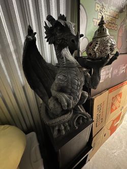 Beautiful Dragon Statue With Light In Hand + Storage In Back