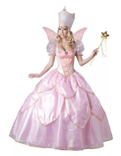 Adult Women's Fairy Godmother Pink Princess Dress Costume SIZE M