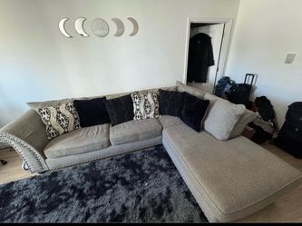Grey Sectional Sofa with Nailhead Trim