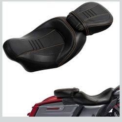 Two-up Low-Profile Rider and Passenger Seat Fit For Harley 2009-2023 Touring Street Glide Road King 2009-2023 Road Glide