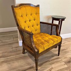 Vintage French Cane Tufted Accent Chair