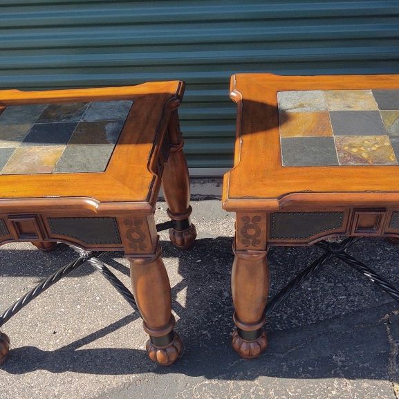 Wood & Metal End table set