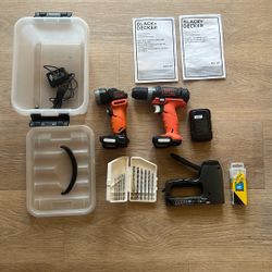 Black & decker Power Drill With Bits  & Stanley staple Gun