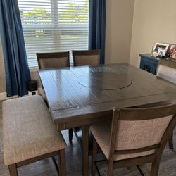 Lazy Susan Table With 4 Chairs And Bench