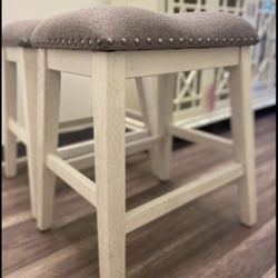 Off White Backless Farmhouse Bar Stool