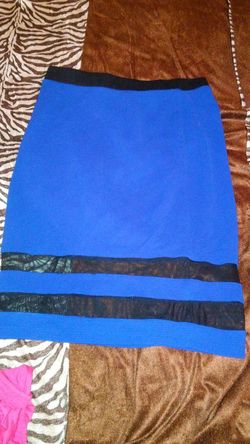 Royal blue and black pencil skirt