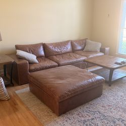 Leather Sectional With Tables   
