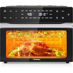 32QT Extra Large Air Fryer, 19-In-1 Air Fryer Toaster Oven Combo with Rotisserie and Dehydrator, Digital Convection Oven Countertop Airfryer Fit 13" P