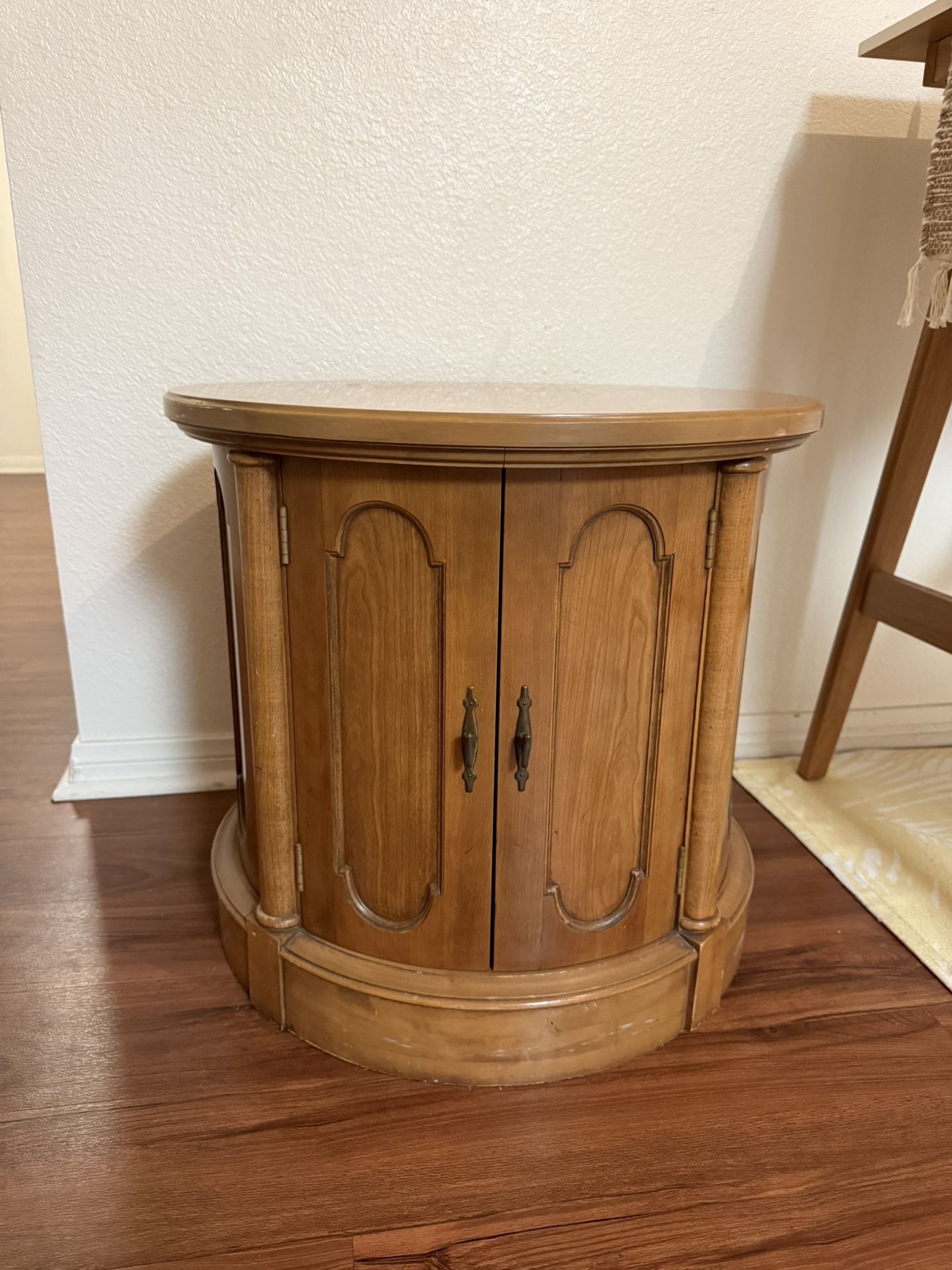 Vintage Wood Side Table With Storage