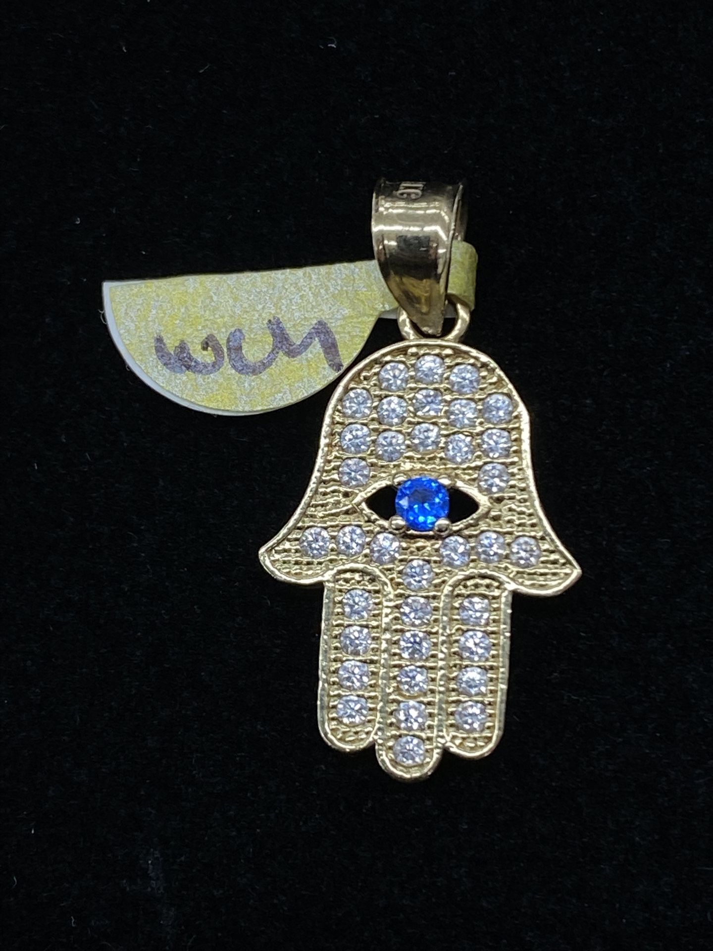 $275 Yellow Gold W Zirconia Hamsa Hand Charm