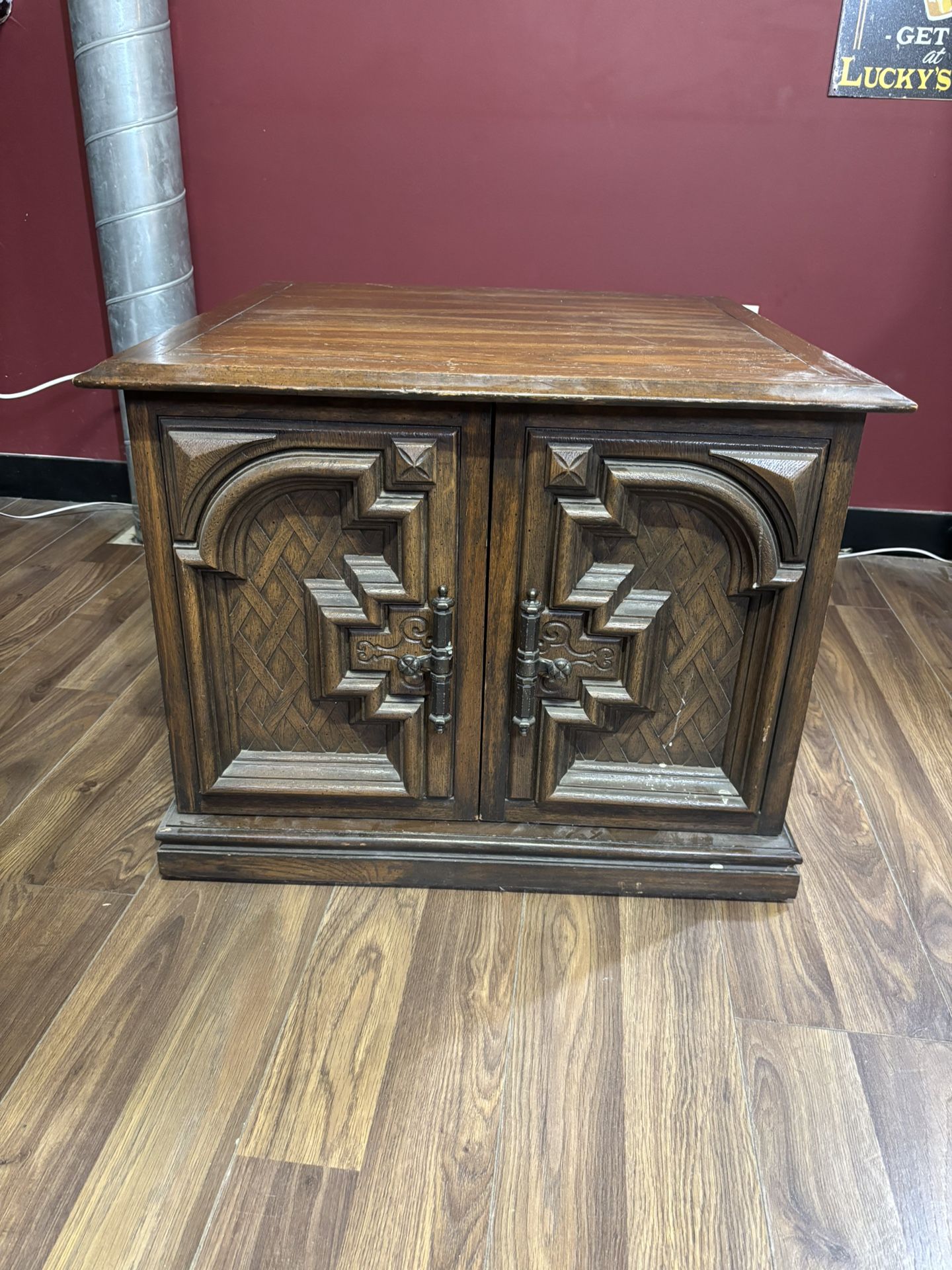 Rustic wood TV stand